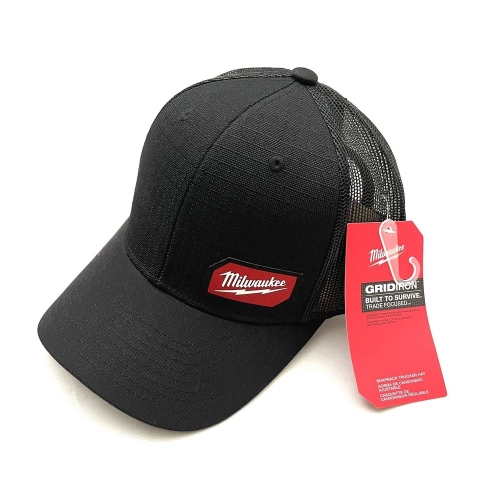 NEW Milwaukee Tools Snapback Trucker Hat Black Logo Patch